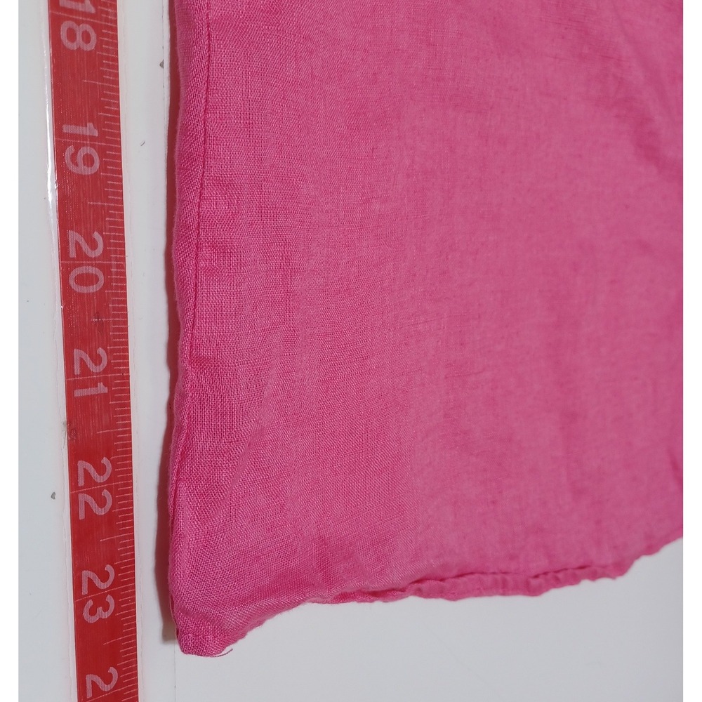 Magaschoni Womens XS Pink Shirt 100% Linen Roll Tab Sleeve Resort Vacation‎ Luxe - Picture 6 of 6